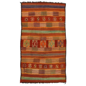 Vintage Berber Moroccan Kilim Tribal Rug - 6'2" X 10'9"