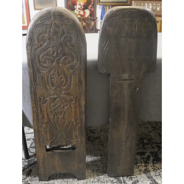 Brown Vintage African Mid 20th Century Senufo Carved Wooden Stargazer Chair From the Ivory Coast For Sale - Image 8 of 9