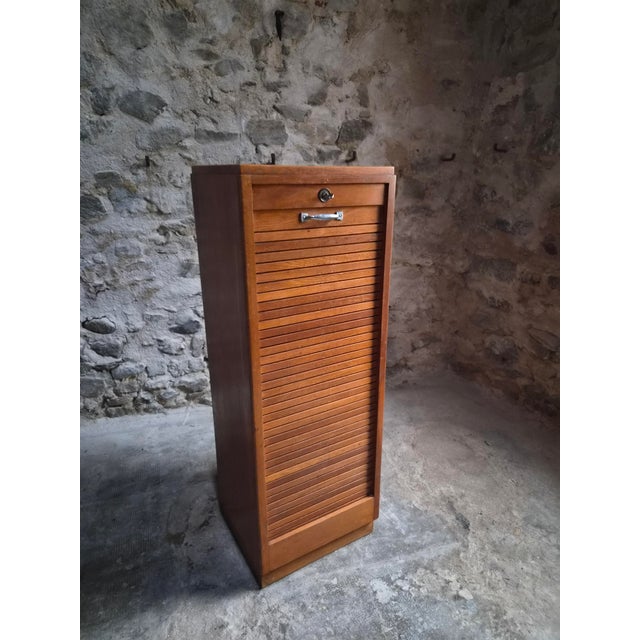 Vintage Oak Roll Top Cabinet, France, 1960s For Sale - Image 12 of 18