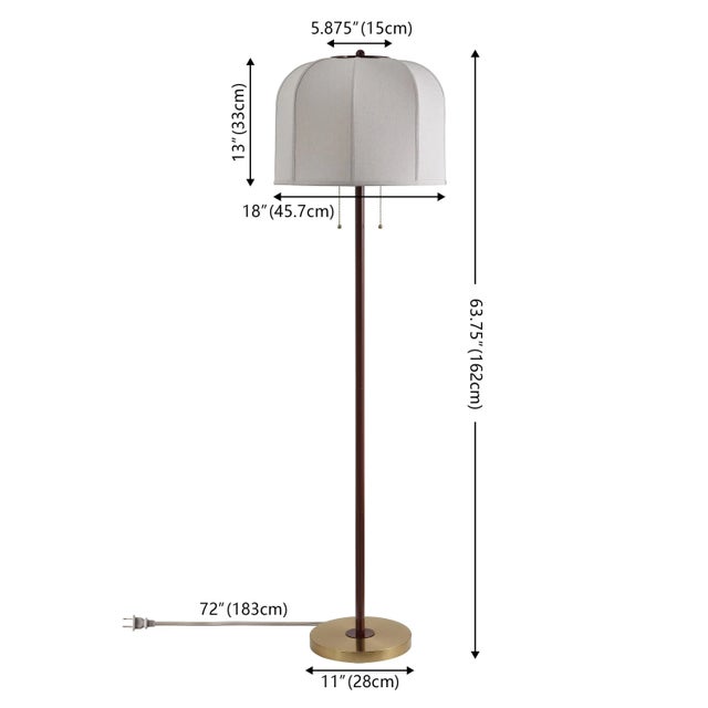 Safavieh Masey 63.75" Off-White Cotton Shade Floor Lamp in Red/Gold For Sale - Image 4 of 4