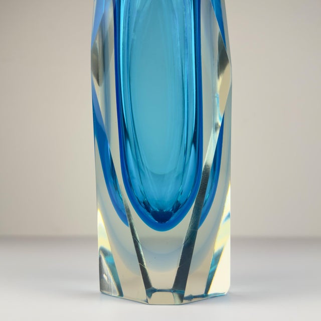 Sommerso Blue Murano Glass Vase, 1970s For Sale - Image 9 of 18