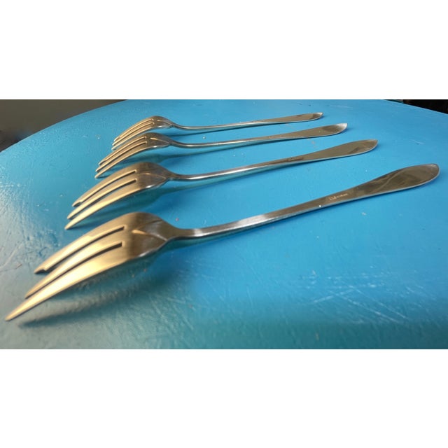 Mid-Century Modern 1958 Reed & Barton "The Diamond" Sterling Cocktail Forks by Gio Ponti - Set of 4 For Sale - Image 3 of 6