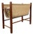 Minimalist Geometric Teak Magazine Rack with Linen Loop, Denmark, 1960s For Sale