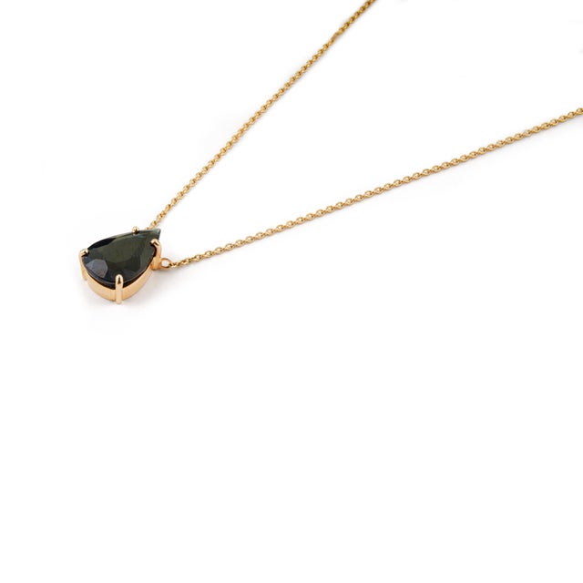 Not Yet Made - Made To Order VRJewels 3.22 Carat Black Diamond Pear Solitaire Necklace in 14k Yellow Gold For Sale - Image 5 of 17