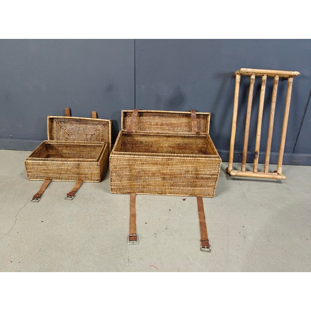 1970s Vintage Wicker Trunks, 1970s, Set of 2 For Sale - Image 5 of 11