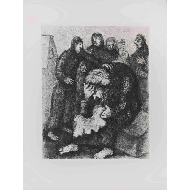 Marc Chagall, Jacob Weeping, Etching, 1956 For Sale