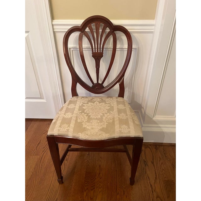 Chestnut Chairs Drexel Hepplewhite Heartback Shield Back Vintage For Sale - Image 8 of 8
