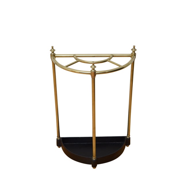 English Demi Lune Umbrella Stand in Brass, 1900 For Sale - Image 11 of 11