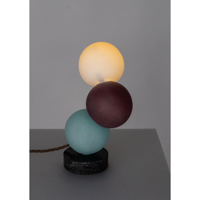 Andorra Totemic Black Marble and Multicolor Hand-Blown Glass Table Lamp by ZAVADKSI, 2020 For Sale - Image 4 of 5