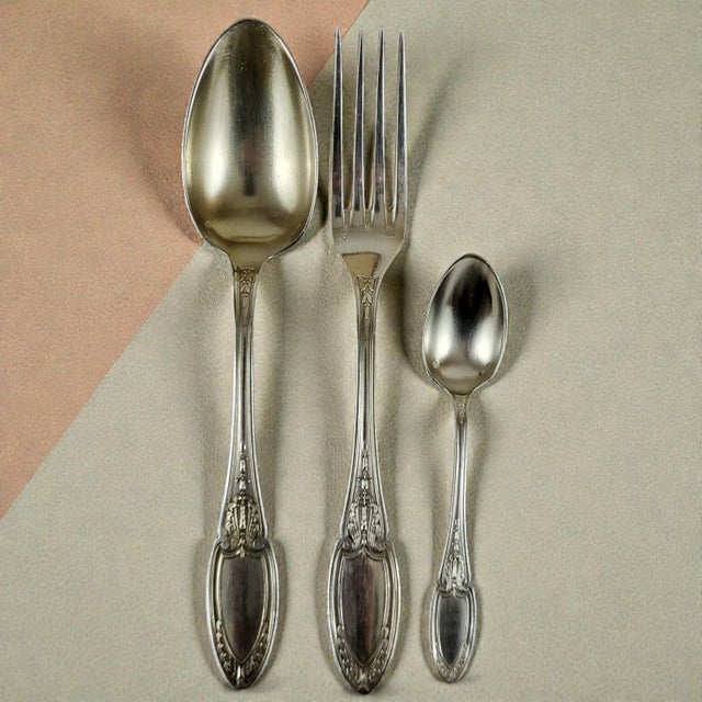 Silver Antique Silver-Plated Flatware Set by Maison Ercuis, 1890s, Set of 61 For Sale - Image 8 of 14