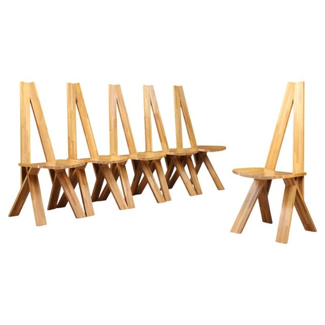 Vintage Elm Dining Chairs in the style of Pierre Chapo, 1980, Set of 6 For Sale - Image 15 of 15