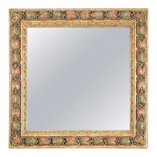 Venetian Moorish Style Hand-Carved Polychrome Mirror, Italy, Circa 1960s For Sale