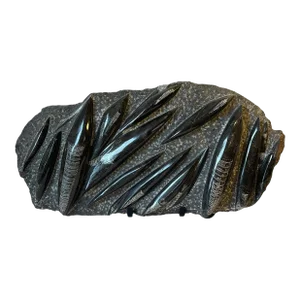 Vintage Black Orthoceras Fossil Stone Sculpture Art