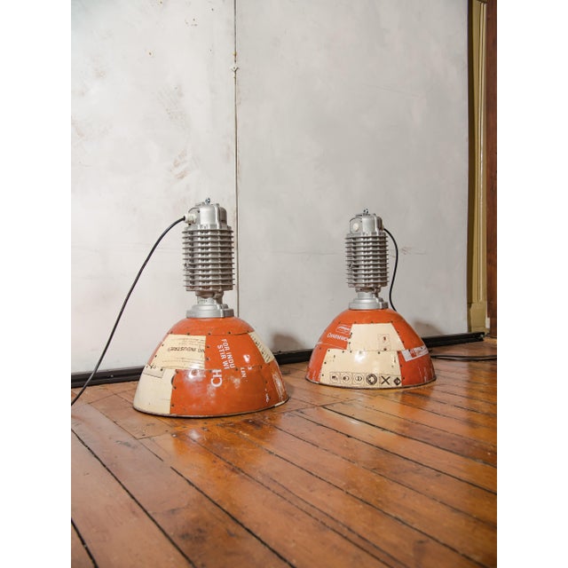 Metal Vintage Industrial Austrian Zumtobel Staff Pendant Light with Fairtrade Tin Shade by Charles Keller, 1980s For Sale - Image 7 of 12