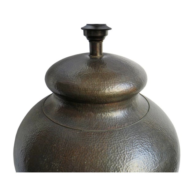 Late 20th Century Large Vintage Hammered Bronze Table Lamp For Sale - Image 5 of 7