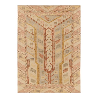 Contemporary Oushak Style Wool Rug in Beige & Brown, by Rug & Kilim, India For Sale