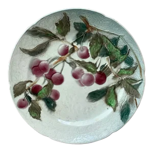 Keller & Guerin Saint Clément Majolica Cherries Plate