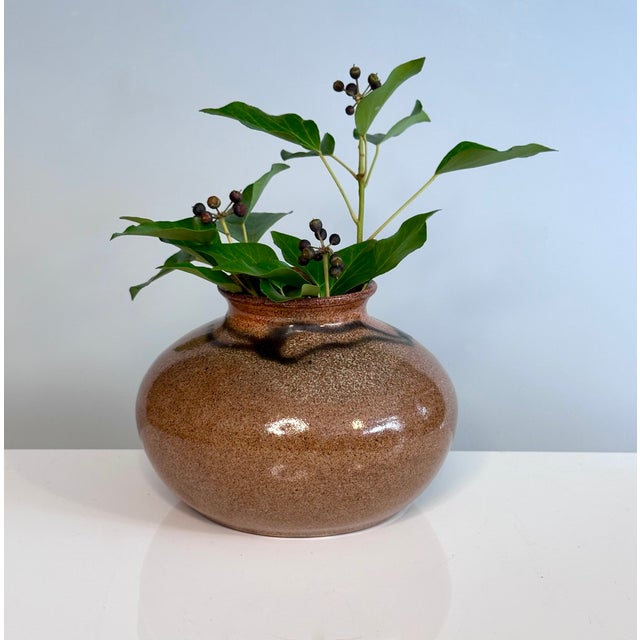 1960s Modernist Studio Ceramic Art Low Vase from Helma Klett, Germany, 1940s For Sale - Image 5 of 14