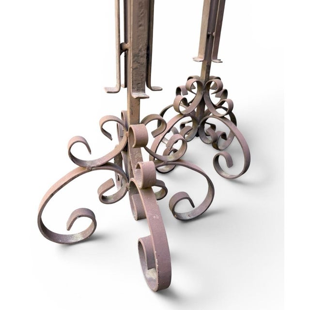 Pair of Monumental Vintage Spanish Revival Wrought Iron Floor Candle Holders For Sale In New York - Image 6 of 8