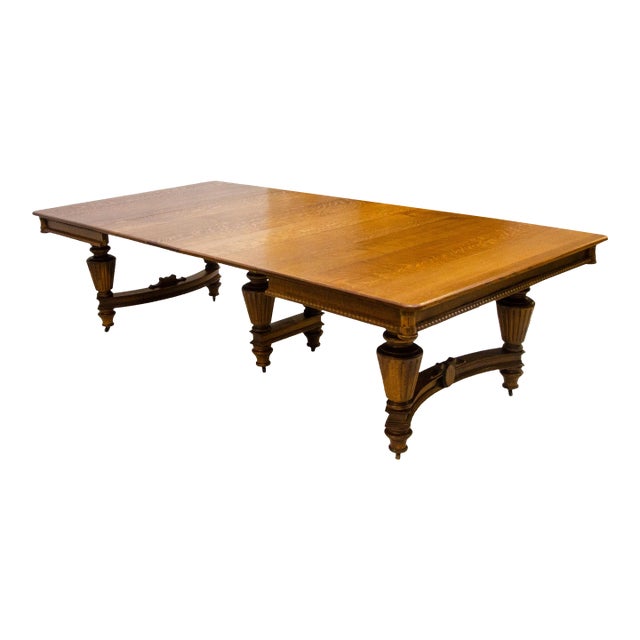 Large Vintage Oak Dining Table with Leaves Chairish