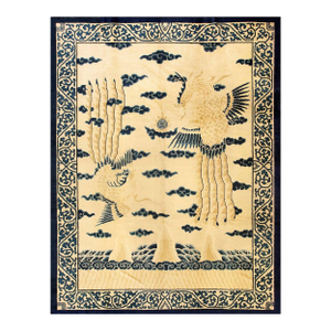Stunning Tan Beige and Blue Color With Animalistic Design Chinese Peking Rug
