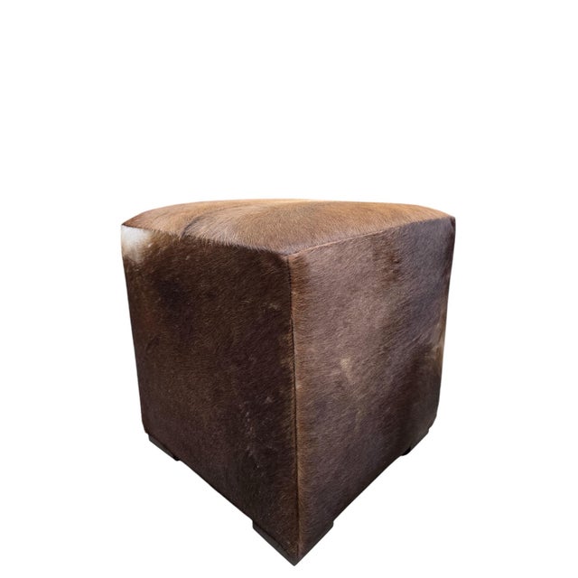 Mid 20th Century Mid 20th Century Cube Ottomans Newly Reupholstered in Genuine Hair-on-Hide Steer Hide - Pair For Sale - Image 5 of 12