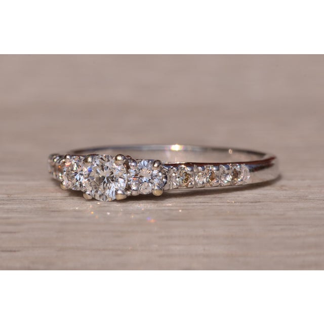 The Stars Road: Justin Ashley Signed White Gold Three Diamond Ring For Sale - Image 4 of 10