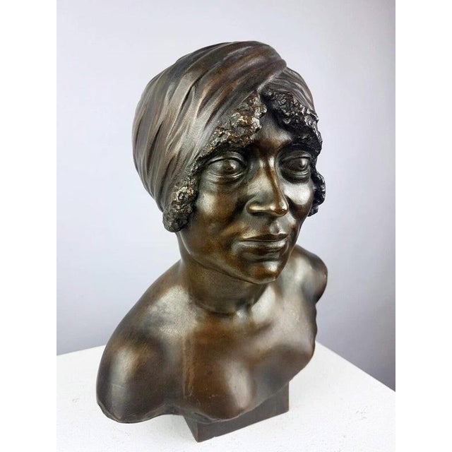 Bronze Bust of Woman with Turban by Arsène Matton For Sale - Image 6 of 9