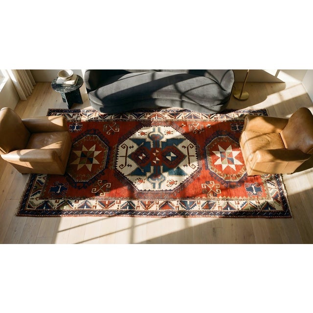 19th Century Awesome Red and Ivory Color With Geometric Design Antique Caucasian Rug For Sale - Image 5 of 7