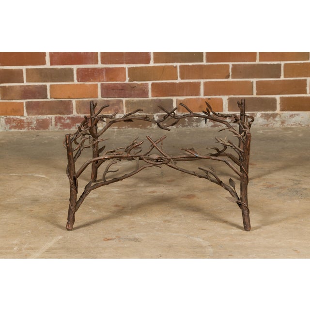 Midcentury French Iron Twig Coffee Table Base with Cross Stretcher For Sale - Image 9 of 12