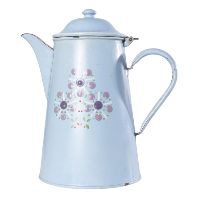 Vintage European Enamel Coffee Pot For Sale