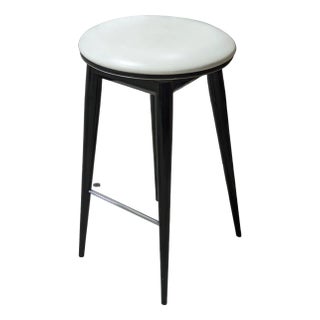 White Stool in Leather For Sale