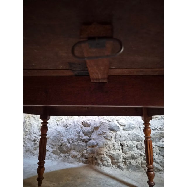 Antique French Round Oak Drop-Leaf Dining Table, 1870s For Sale - Image 4 of 18