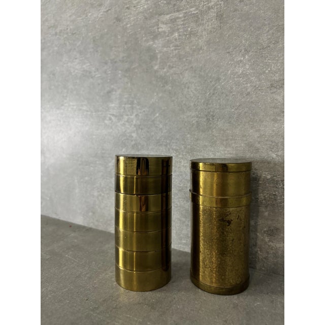 Metal Brass Containers by Gabriella Crespi, 1970s, Set of 2 For Sale - Image 7 of 7