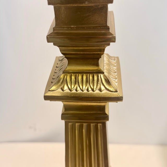 Brass Vintage 1990s Robert Abbey Neoclassical Style Brass Table Lamps - A Pair For Sale - Image 8 of 12