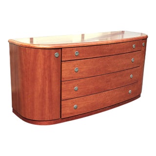 1990s Doimo Italian Modern Curved Cherry Credenza Dresser With Mirror For Sale