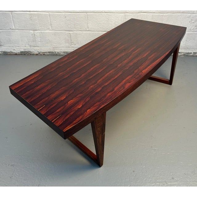 Mid-Century Modern Mid 20th Century Curved Danish Rosewood Coffee Table For Sale - Image 3 of 9