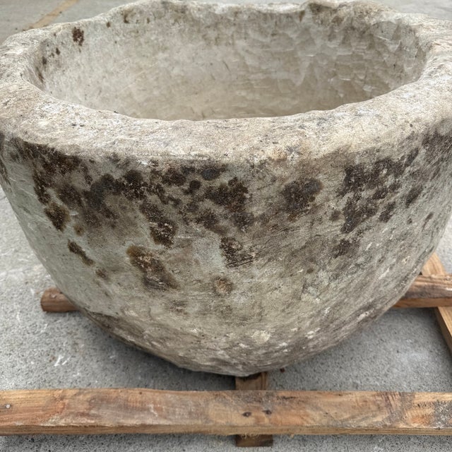 Contemporary Antique Limestone Trough 51626c 31"d For Sale - Image 3 of 6