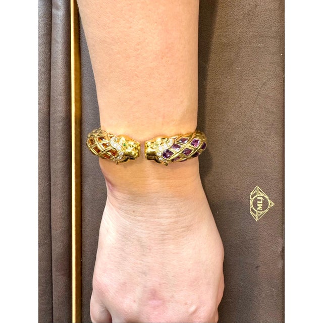 Diamond & Amethyst, Citrine Cuff Bangle 18 Kt Gold 57 Gm By Robert Wander Winc For Sale - Image 11 of 18