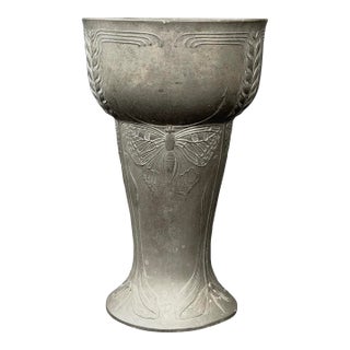 Signed Kayserzinn Art Nouveau Vase Designed by Hugo Leven. For Sale