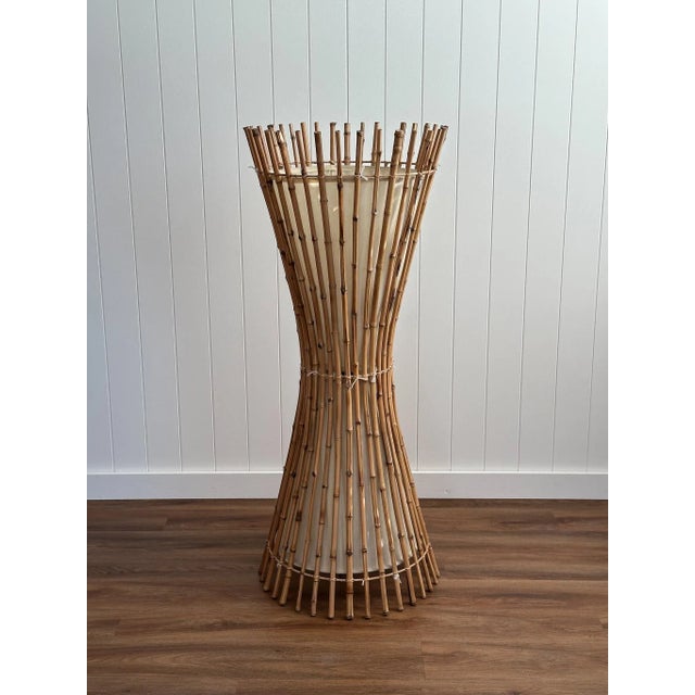 Mid 20th Century Coastal Vintage Bamboo Floor Lamp After Franco Albini For Sale - Image 9 of 10