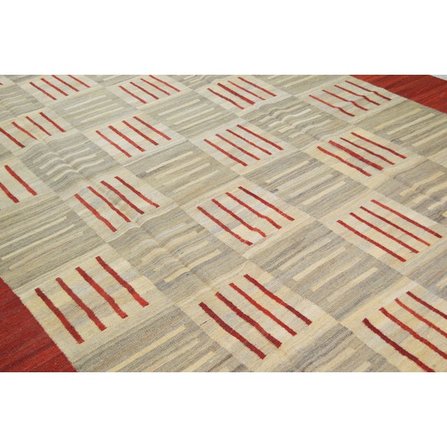 Islamic Afghan Modern Flatweave Kilim Wool Rug, 8'4"x13' For Sale - Image 3 of 4
