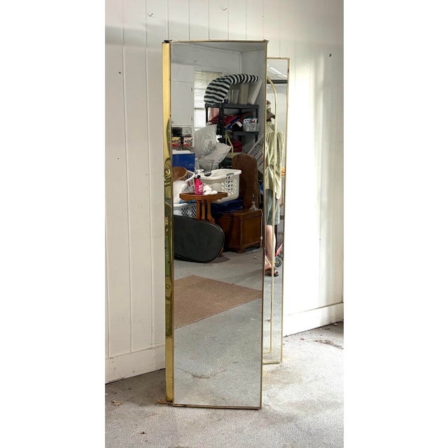 Hollywood Regency Hollywood Regency 1970s Brass Mirrored 3-Panel Screen For Sale - Image 3 of 8