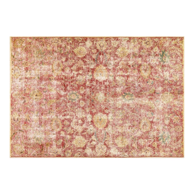 Vintage Distressed Hand Knotted Fine Weave Organic Wool Rug,6'5"X9'3" For Sale