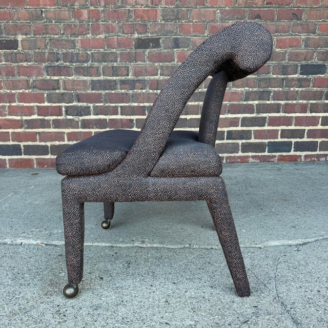 Late 20th Century Set of 4 Postmodern Dining Chairs With Front Casters Possibly Karl Springer For Sale - Image 5 of 10