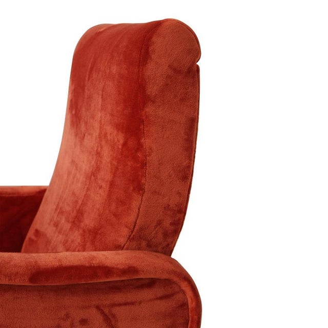 Textile Mid-Century Modern Italian Reclining Armchair in Red Velvet, 1950s For Sale - Image 7 of 10