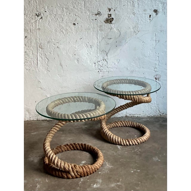 Vintage Boho Twisted Rope Side Tables - Set of 2 | Chairish