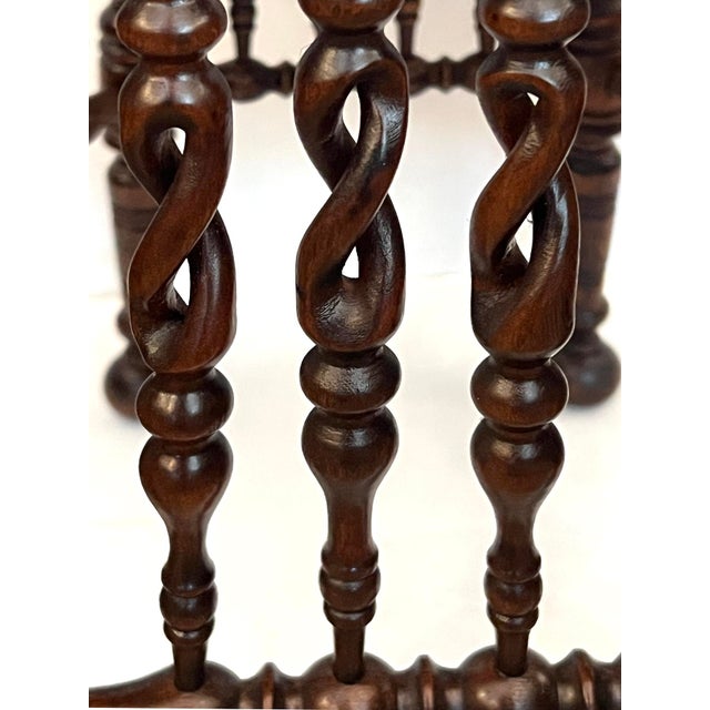 Wood English Arts & Crafts Hexagonal Occasional Table With Openwork Barley Twist Body For Sale - Image 7 of 10