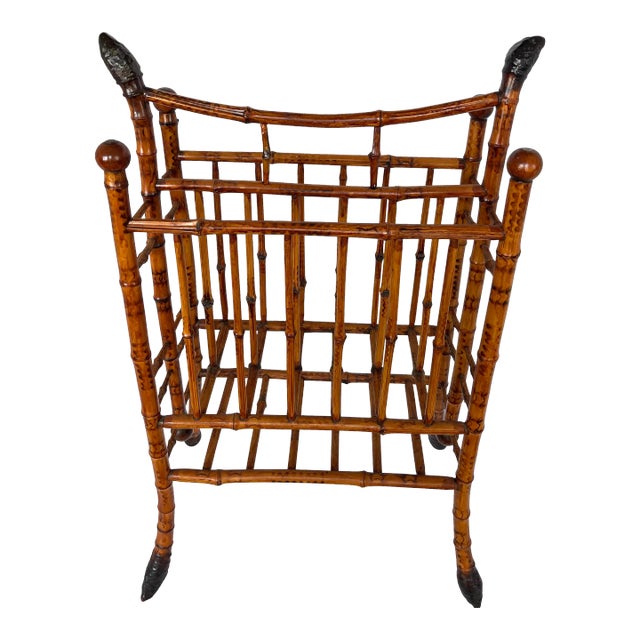 English Tortoiseshell Root Bamboo Magazine Holder, c.1900 For Sale