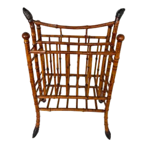 English Tortoiseshell Root Bamboo Magazine Holder, c.1900